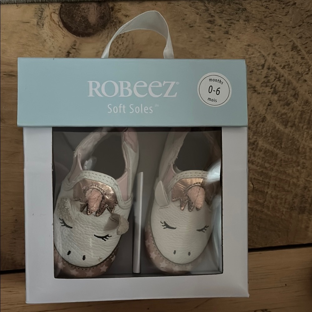 Robeez White and Pink Baby Walker Shoes with Soft Soles